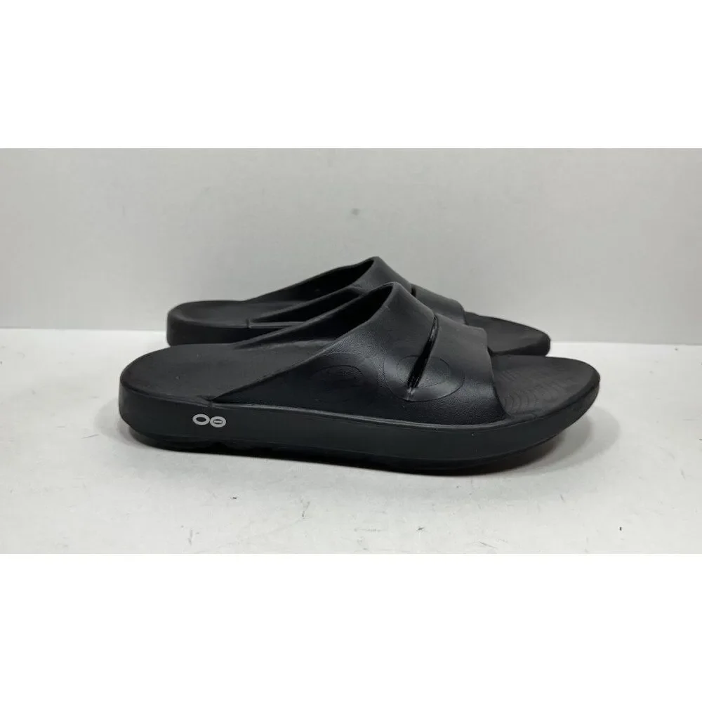 Oofos Ooahh Recovery‎ Men’s Size 9 Black Slide Comfort Sandal Shoes